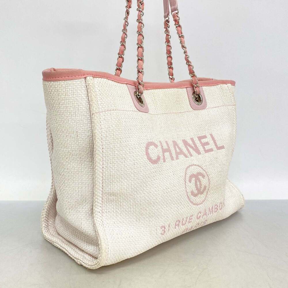 CHANEL Pink Raffia Deauville Tote Bag - Picture 2 of 11
